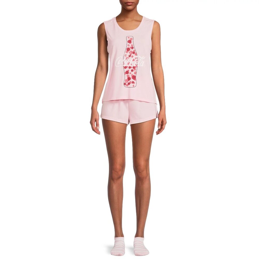 Coca-Cola Women's 2pc Tank & Shorts Pajama Set with Socks - NWT - XL- 2X